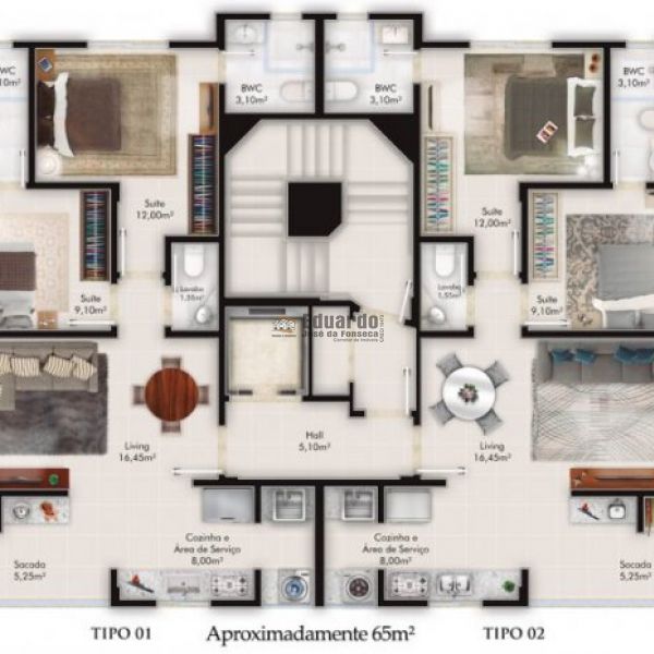 APARTAMENTOS 02 SUTES E COBERTURA DUPLEX EM MEIA 