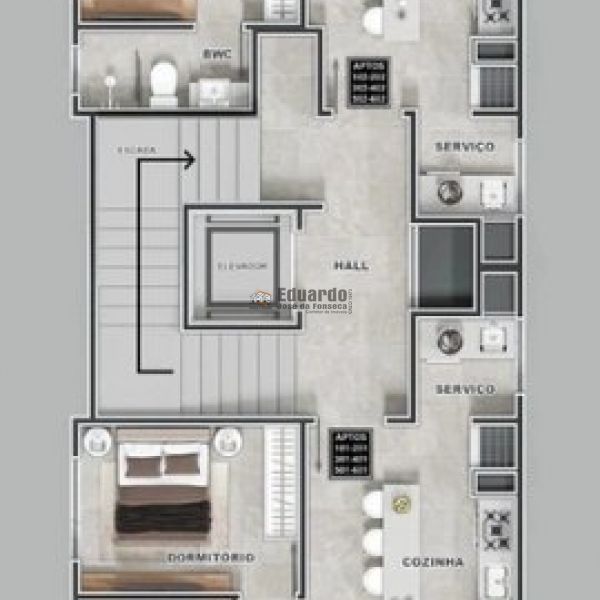 APARTAMENTO 02 DOR,SENDO 01 SUTE